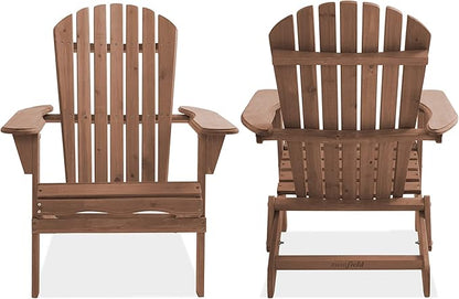 Casafield Folding Adirondack Chair, Cedar Wood Outdoor Fire Pit Lounge Chairs for Patio, Deck, Yard, Lawn and Garden Seating, Partially Pre-Assembled - Espresso