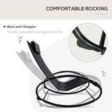 Outsunny Pool Lounger, Outdoor Rocking Lounge Chair for Sunbathing, Pool, Beach, Porch with Pillow & Cool Mesh - Photo 4