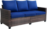3-Seater Deep Seat Outdoor Sofa - High Back Patio Couch with Water-Resistant Cushions, All-Weather PE Rattan for Patio - Photo 1