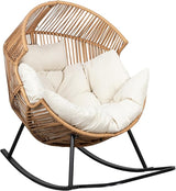 JAMFLY Wicker Egg Chair - Rattan Rocking Chairs with Cushion, Indoor-Outdoor Lounge Egg Basket Seat for Living Room - Photo 6