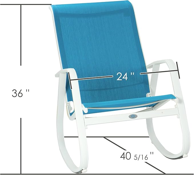 Kozyard Outdoor Patio Rocking Sling Chair, Powder Coated Aluminum Frame, Weather Resistant and Breathable Mesh Fabric for Patio, Porch, Yard, Garden (Blue, Chair)