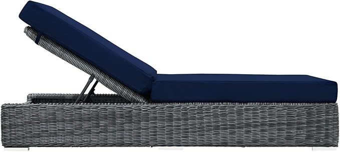 Modway Summon Wicker Rattan Aluminum Outdoor Patio Poolside Chaise Lounge Chair with Sunbrella® Fabric Cushions in - Photo 4