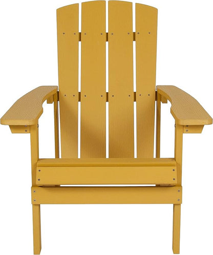 Flash Furniture Charlestown Poly Resin Adirondack Chair - Yellow - All Weather - Indoor/Outdoor - Set of 2
