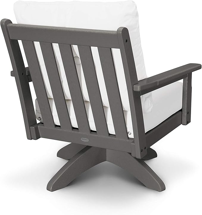 POLYWOOD® Vineyard Deep Seating Swivel Chair in Slate Grey/Natural - Photo 3