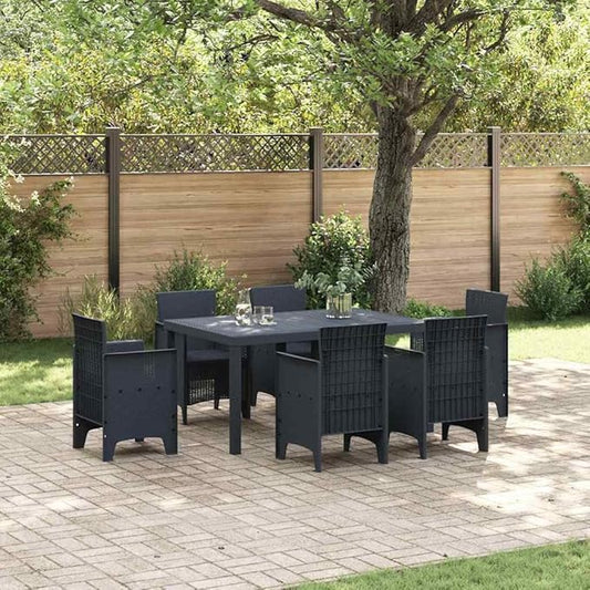 vidaXL Garden Table Anthracite 59.06 x 39.37 x 28.74 in Poly Rattan, Modern Garden Table, Rectangular, Durable Poly Rattan Dining Furniture for Outdoor Patio, Weather-Resistant Seating Area