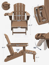 KINGYES Adjustable Folding Adirondack Chair with Footrest & 4-in-1 Multi-Functional Armrest Organizer Set of 2 - Photo 2