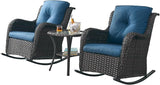 Rilyson Patio Chairs Outdoor Rocking Chair - 3 Piece Wicker Patio Bistro Set Rattan Patio Furniture Rocker Chairs and - Photo 1