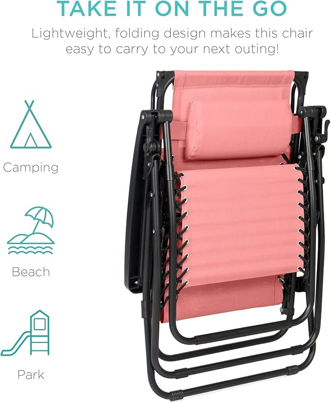 Best Choice Products Folding Zero Gravity Outdoor Recliner Patio Lounge Chair w/Adjustable Canopy Shade, Headrest - Photo 8