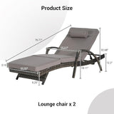 KEIKI Wicker Outdoor Chaise Lounge Chairs Set of 2 for Patio & Pool Side with 5-Level Adjustable Backrest and Cushions - Photo 2