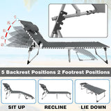 Sun Tanning Chair with Face Hole 5-Position Folding Lounge Chair Outdoor with Portable Beach Table for Poolside - Photo 3