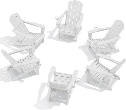 SERWALL Folding Adirondack Chair Set of 6, Reclining Adirondack Chair with 3 Recline Positions, All Weather HDPE Outdoor Adirondack, White