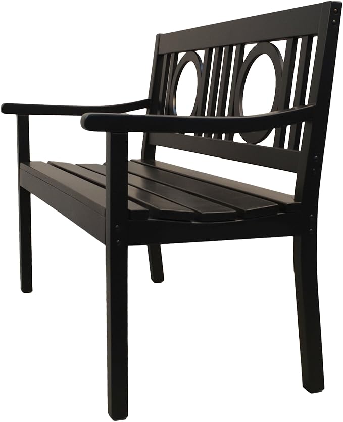 Carolina Chair & Table Edenton 47" Outdoor Garden Bench with Slatted Seat - Comfortable Armrests Solid Wood Artistic Back Bench - Weather-Proof Polyurethane Modern Furniture for Porch, Deck, Sunroom