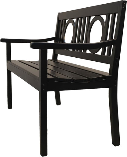 Carolina Chair & Table Edenton 47" Outdoor Garden Bench with Slatted Seat - Comfortable Armrests Solid Wood Artistic Back Bench - Weather-Proof Polyurethane Modern Furniture for Porch, Deck, Sunroom