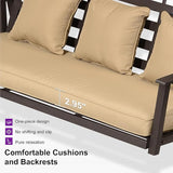 PURPLE LEAF 3-Seat Porch Swing with Adjustable PVC Canopy Metal Patio Bench Glider Swing Bed Outdoor Swing Chair with - Photo 8