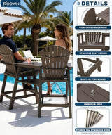 FOOWIN Tall Adirondack Chair Set of 2, All Weather HDPE Bar Height Adirondack Chair with Double Connecting Trays - Photo 4