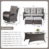 Rilyson Wicker Patio Furniture Set - 7 Piece Rattan Outdoor Sectional Conversation Sets with 2 Rocking Swivel Chairs - Photo 3