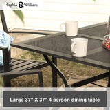 Sophia & William Metal Outdoor Dining Table, Square Mesh Patio Table with 1.57" Umbrella Hole - Photo 5