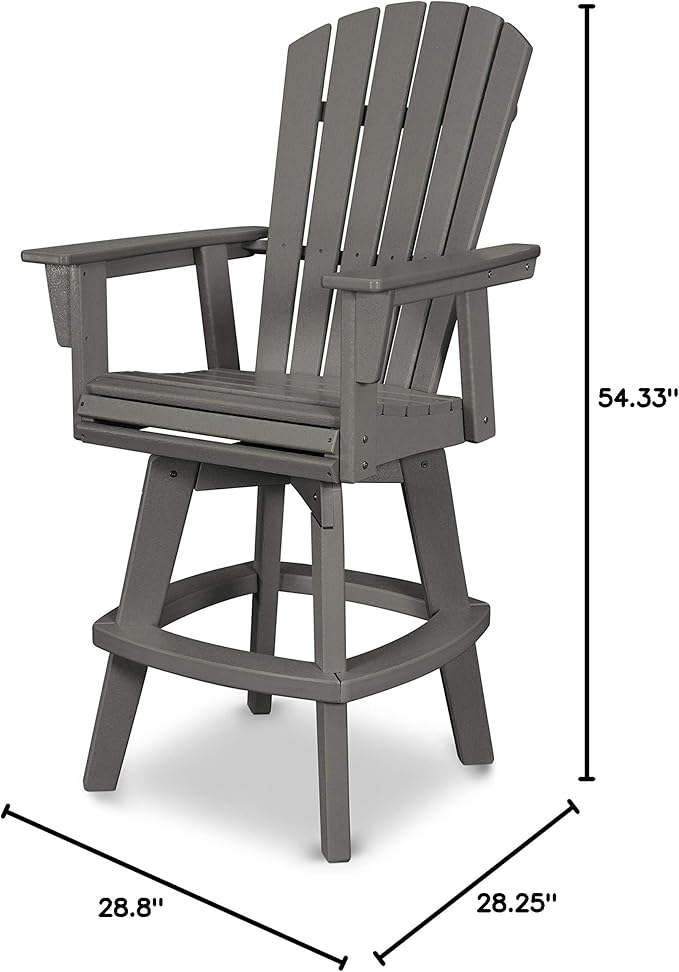 POLYWOOD Nautical Adirondack Swivel Bar Chair - Photo 2