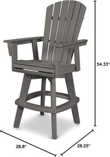 POLYWOOD Nautical Adirondack Swivel Bar Chair - Photo 2