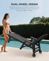 Carauci Lounge Chair Outdoor Set of 2, HDPE Chaise Lounge with Wheels - Photo 4