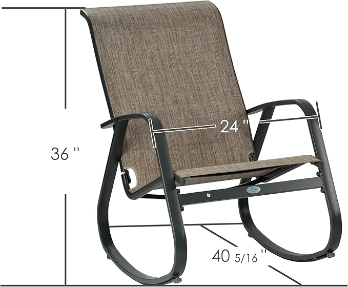 Kozyard Outdoor Patio Rocking Sling Chair, Powder Coated Aluminum Frame, Weather Resistant and Breathable Mesh Fabric for Patio, Porch, Yard, Garden (Beige, Chair)