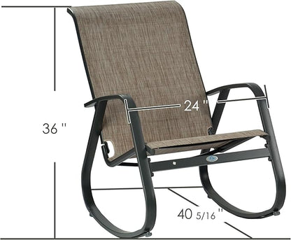 Kozyard Outdoor Patio Rocking Sling Chair, Powder Coated Aluminum Frame, Weather Resistant and Breathable Mesh Fabric for Patio, Porch, Yard, Garden (Beige, Chair)