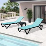 Domi Pool Lounge Chairs Set of 3, Aluminum Chaise Lounge Outdoor with Side Table - Photo 1