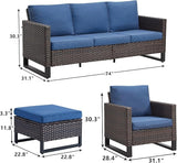 Rilyson Wicker Outdoor Patio Furniture Set - 5 Piece Patio Conversation Set with 2 Wicker Armrest Chairs - Photo 2
