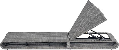 Christopher Knight Home Edsel Wicker Chaise Lounge Chair Outdoor, PE Faux Rattan Patio Outdoor Chaise Lounge with Iron Frame, Adjustable Backrest Single Lounge Sofa, Poolside Seating, Grey