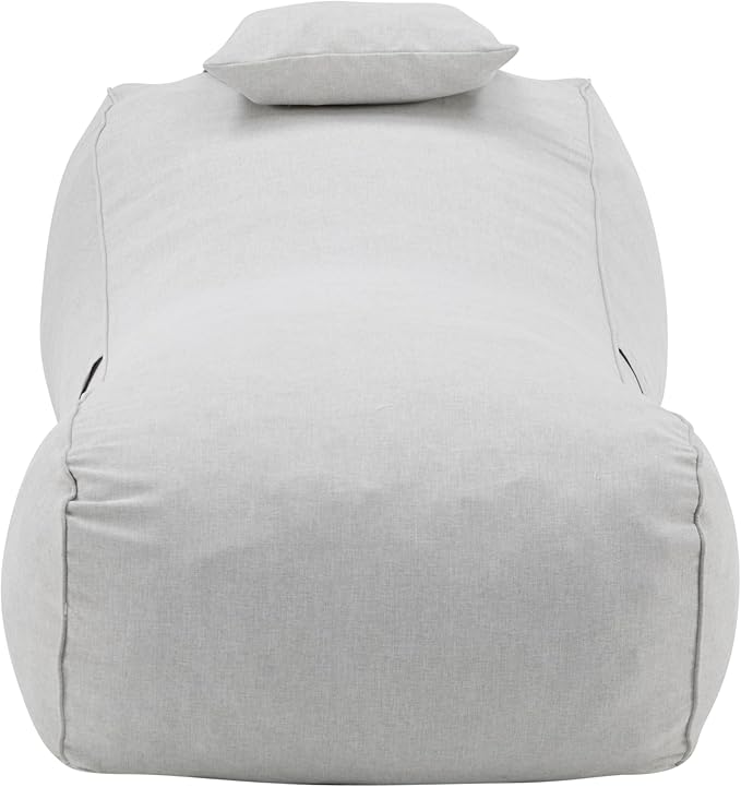 Merax Outdoor Bean Bag Chairs with Headrest, 71" L Large Lounger Chair for Adults Bean Bag Bed with Foam Filled for Patio Pool Balcony & Desk, Water-Repellence Fabric Outside Beanbag Chair, Grey