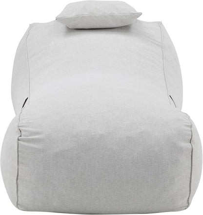 Merax Outdoor Bean Bag Chairs with Headrest, 71" L Large Lounger Chair for Adults Bean Bag Bed with Foam Filled for Patio Pool Balcony & Desk, Water-Repellence Fabric Outside Beanbag Chair, Grey