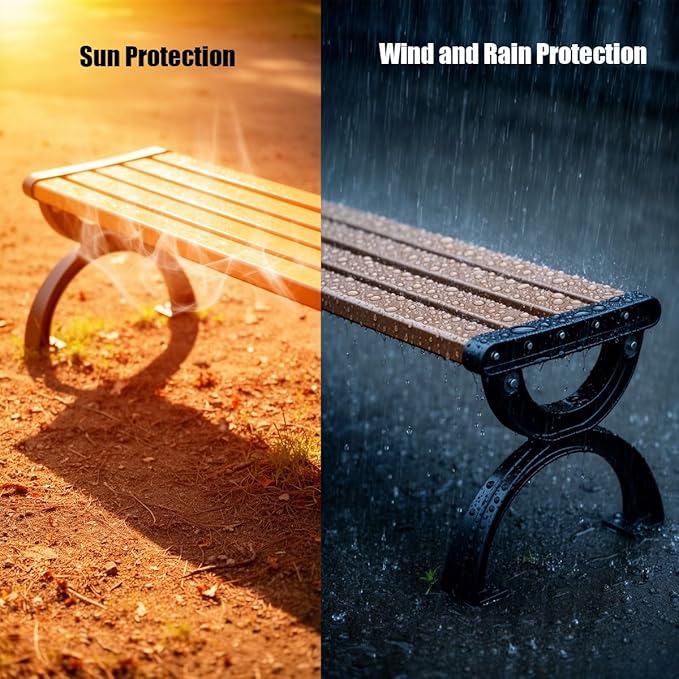 Patio Garden Bench 47" 59" 71" Outdoor Bench Cast Iron Metal Frame & Comfort Wood Seat, Backrest/Backless Porch Benches for Park, Yard, Porch, Lawn, Balcony, Backyard(Oranges,180cm/70.9")