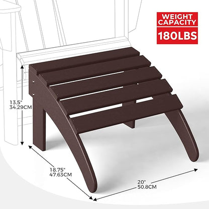 Costaelm Adirondack Chair Footrest Foldable Ottoman, Folding Ottoman Outdoor Foot Rest for Patio Waterproof, Adirondack Ottoman Outdoor, Dark Brown
