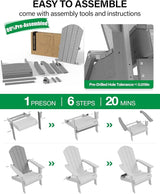 YEFU Adirondack Chair, Oversized Plastic Adirondack Chair Folding Outdoor Chairs with Cup Holder - Photo 8