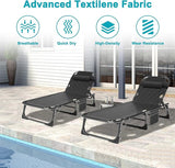 ABORON 2PK Heavy Duty Tanning Chair, 5-Gear Outdoor Folding Chaise Lounge Chair with Cushion - Photo 6