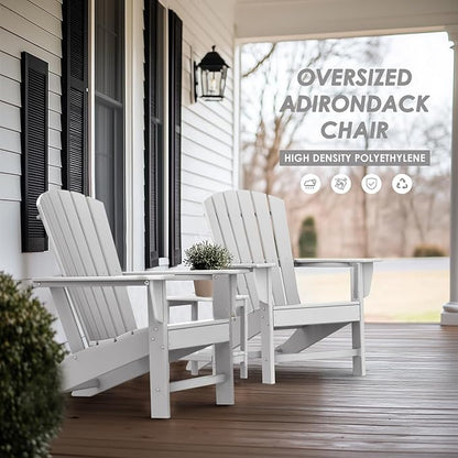 IVY&LANE Adirondack Chairs Set of 2 | HDPE Plastic | Outdoor Fire Pit Chairs | Oversized | All-Weather | White | for Outside Deck Backyard Patio Poolside Porch Lawn
