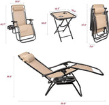 Homall 3 Pcs Zero Gravity Chair Patio Folding Recliner Outdoor Chaise Lounge Chairs Portable Reclining Chair Set with - Photo 7