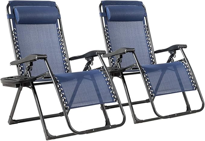 Goplus Oversized Zero Gravity Chair, XL-Extended Version, Outdoor Recliner w/Cup Holder & Detachable Headrest - Photo 1