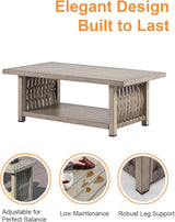 Outdoor Coffee Table, Never Rusts Aluminum Rope Weave Patio Coffee Table - Photo 7