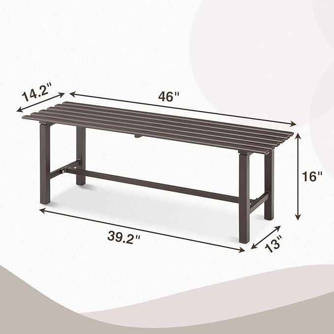 Outdoor Garden Bench, 2-Person Metal Patio Bench Weatherproof Outdoor Backless Bench, Anti-Corrosion and Anti-Rust Garden Benches for Garden Lawn Porch Park Backyard