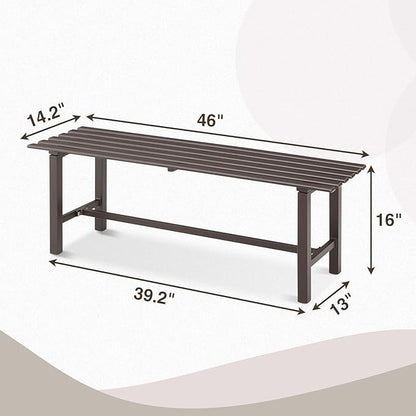 Outdoor Garden Bench, 2-Person Metal Patio Bench Weatherproof Outdoor Backless Bench, Anti-Corrosion and Anti-Rust Garden Benches for Garden Lawn Porch Park Backyard