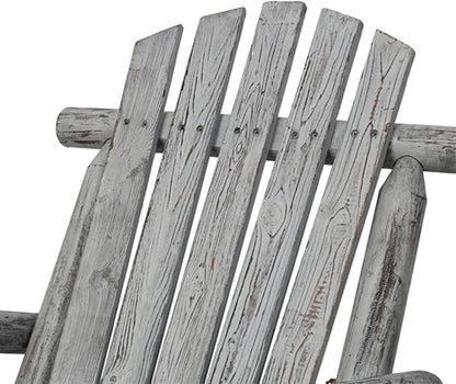 Adirondack Rocking Chair, Solid Fir Wood Patio Rocker with Ergonomic Comfort for Porch, Patio, Garden, Backyard(Gray)