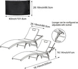 Patio Chaise Lounges Set of 2 with Adjustable Backrest and Removable Thick Cushions - Photo 2