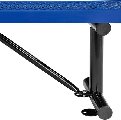 Global Industrial 6'L Heavy Duty Expanded Metal Mesh Flat Bench with Steel Frame, Portable Outdoor Bench, 1000 lbs Capacity, Blue, 72" L x 14-1/2"W x 18" H