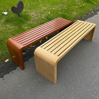 Patio Garden Bench, All-Weather Outdoor Bench, 2-3 Person Seat Backless Front Porch Bench, Outdoor Metal Garden Bench(Brown,100cm/39.4in)