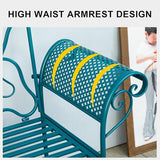 Small Outdoor Bench for Porch Metal Garden Benches with Butterflies Pattern Backrest and Armrests for Garden, Porch - Photo 5