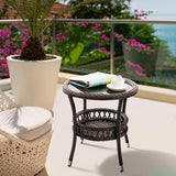 Outdoor Side Table Wicker Outdoor End Table for Patio Rattan Side Table for Outside Brown Patio Coffee Table with - Photo 5