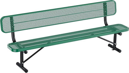 Heavy Duty Park Bench for Outside, Metal Park Bench with Back Portable Frame, Outdoor Steel Mesh Garden Bench with Backrest for Garden, Lawn, Patio, Porch, Park, Yard (Green, 8FT/95INCH)