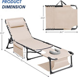 Flamaker Face Down Chaise Lounge Chair 5-Position Adjustable Sunbathing, Foldable Tanning Chair with Face& Arm Holes - Photo 3