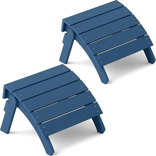 YEFU Adirondack Ottoman Set of 2, Patio Foot Rest, Adirondack Foot Rest, Folding Adirondack Footstool, Weather Resistant for Adirondack Chair, Widely Used for Outdoor, Backyard, Fire Pits-Navy Blue